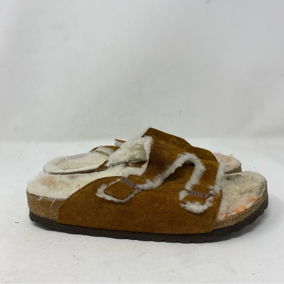 Birkenstock Shoes - Birkenstock Women’s 38 Brown Suede Shearling Double Buckle Sandals